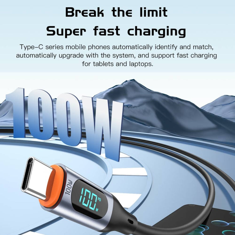 TOTU CB-7-CC 100W USB-C / Type-C to Type-C Digital Display Fast Charging Silicone Cable, Length: 1m(Orange) - USB-C & Type-C Cable by TOTUDESIGN | Online Shopping UK | buy2fix