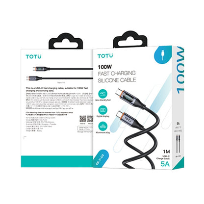 TOTU CB-7-CC 100W USB-C / Type-C to Type-C Digital Display Fast Charging Silicone Cable, Length: 1m(Black) - USB-C & Type-C Cable by TOTUDESIGN | Online Shopping UK | buy2fix