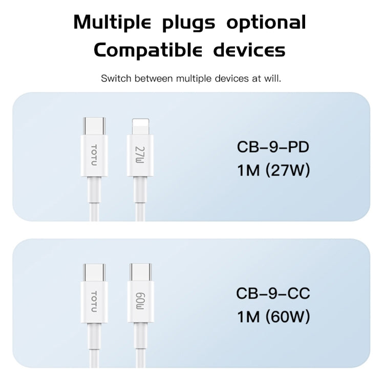 TOTU CB-9-PD 27W USB-C / Type-C to 8 Pin TPE Data Cable, Length: 1m(White) - 2 in 1 Cable by TOTUDESIGN | Online Shopping UK | buy2fix