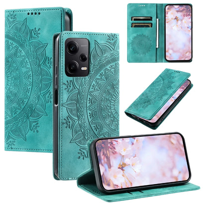 For Xiaomi Redmi Note 12 Pro Global Totem Embossed Magnetic Leather Phone Case(Green) - Xiaomi Cases by buy2fix | Online Shopping UK | buy2fix