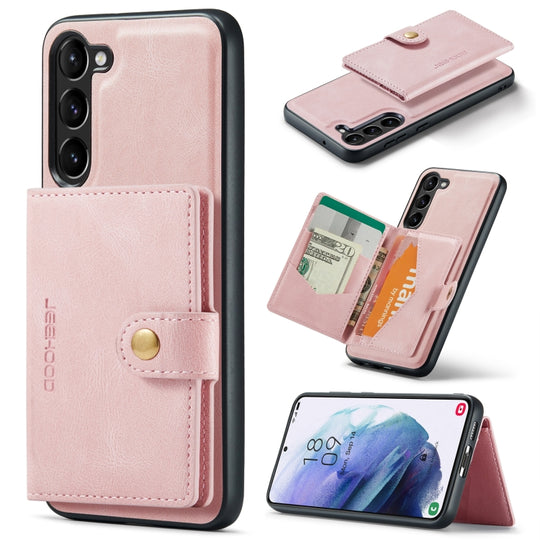For Samsung Galaxy S24+ 5G JEEHOOD J01 Retro Magnetic Detachable Wallet Phone Case(Pink)