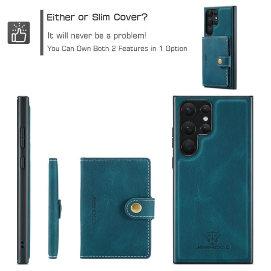 For Samsung Galaxy S24 Ultra 5G JEEHOOD J01 Retro Magnetic Detachable Wallet Phone Case(Blue) by JEEHOOD