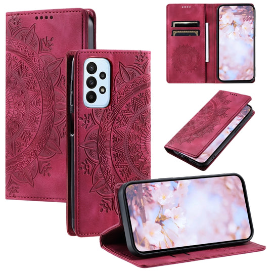 For Samsung Galaxy A53 5G Totem Embossed Magnetic Leather Phone Case(Red)