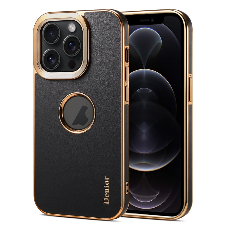 For iPhone 12 / 12 Pro Denior Fragrant Calf Texture Electroplating Phone Case(Black) - iPhone 12 / 12 Pro Cases by Denior | Online Shopping UK | buy2fix