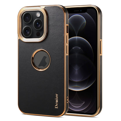 For iPhone 12 / 12 Pro Denior Fragrant Calf Texture Electroplating Phone Case(Black) - iPhone 12 / 12 Pro Cases by Denior | Online Shopping UK | buy2fix
