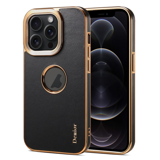 For iPhone 12 / 12 Pro Denior Fragrant Calf Texture Electroplating Phone Case(Black) - iPhone 12 / 12 Pro Cases by Denior | Online Shopping UK | buy2fix