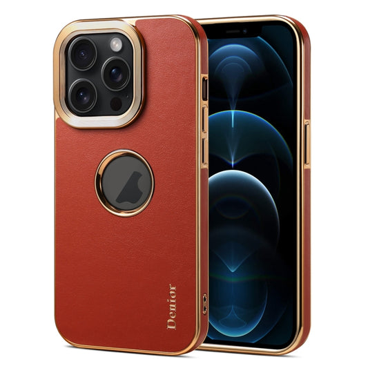For iPhone 12 Pro Max Denior Fragrant Calf Texture Electroplating Phone Case(Maroon Red) - iPhone 12 Pro Max Cases by Denior | Online Shopping UK | buy2fix
