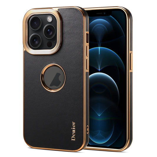 For iPhone 12 Pro Max Denior Fragrant Calf Texture Electroplating Phone Case(Black) - iPhone 12 Pro Max Cases by Denior | Online Shopping UK | buy2fix