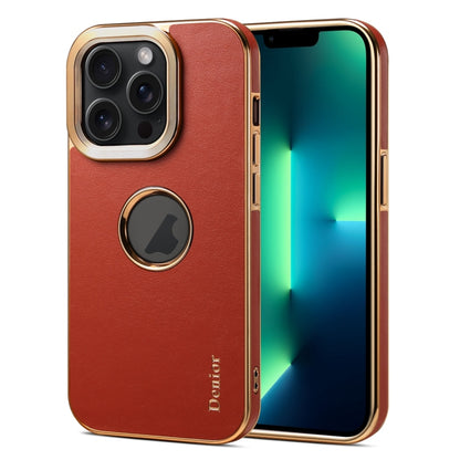 For iPhone 13 Pro Max Denior Fragrant Calf Texture Electroplating Phone Case(Maroon Red) - iPhone 13 Pro Max Cases by Denior | Online Shopping UK | buy2fix