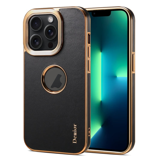 For iPhone 13 Pro Max Denior Fragrant Calf Texture Electroplating Phone Case(Black) - iPhone 13 Pro Max Cases by Denior | Online Shopping UK | buy2fix
