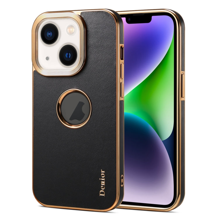 For iPhone 14 / 13 Denior Fragrant Calf Texture Electroplating Phone Case(Black) - iPhone 14 Cases by Denior | Online Shopping UK | buy2fix