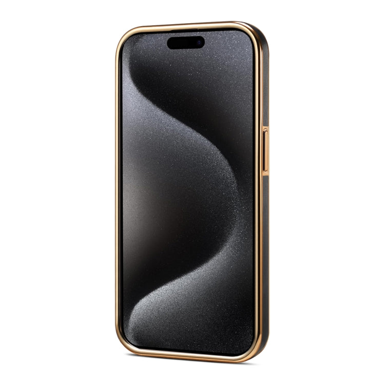 For iPhone 14 / 13 Denior Fragrant Calf Texture Electroplating Phone Case(Black) - iPhone 14 Cases by Denior | Online Shopping UK | buy2fix