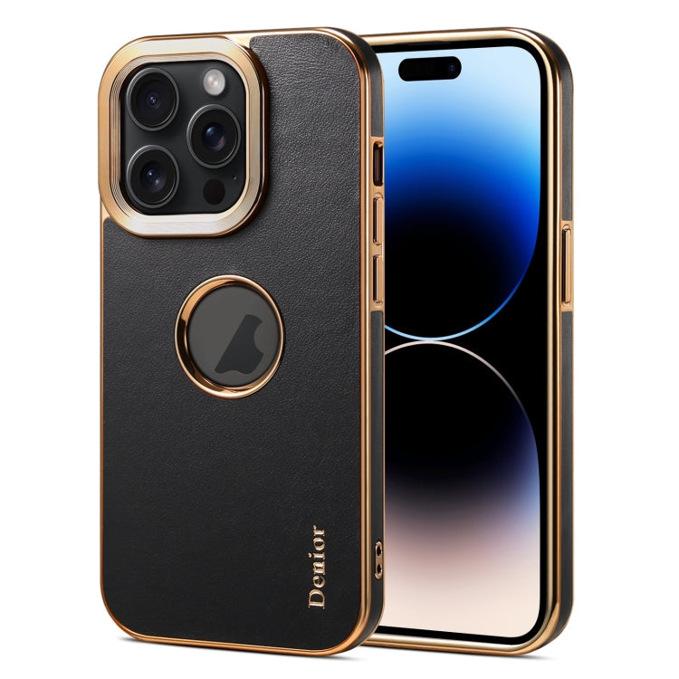 For iPhone 14 Pro Denior Fragrant Calf Texture Electroplating Phone Case(Black) - iPhone 14 Pro Cases by Denior | Online Shopping UK | buy2fix