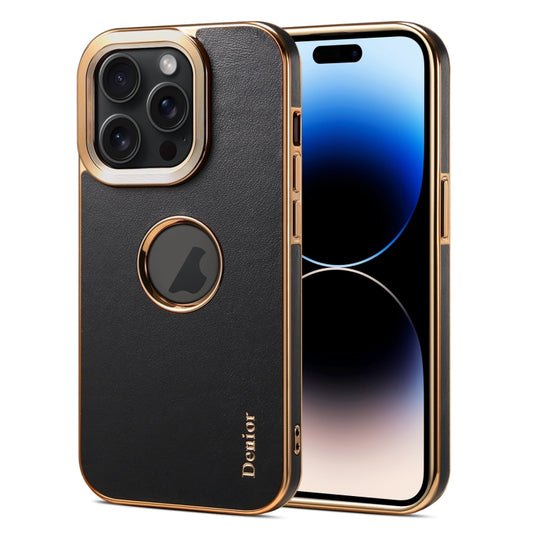 For iPhone 14 Pro Max Denior Fragrant Calf Texture Electroplating Phone Case(Black) - iPhone 14 Pro Max Cases by Denior | Online Shopping UK | buy2fix