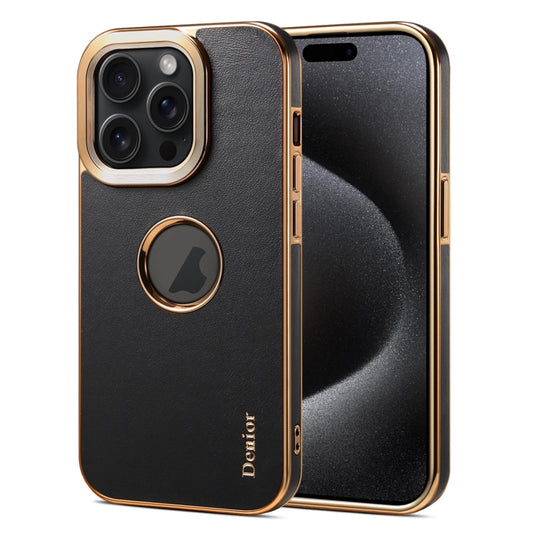 For iPhone 15 Pro Denior Fragrant Calf Texture Electroplating Phone Case(Black) - iPhone 15 Pro Cases by Denior | Online Shopping UK | buy2fix