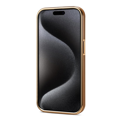 For iPhone 15 Pro Max Denior Fragrant Calf Texture Electroplating Phone Case(Khaki) - iPhone 15 Pro Max Cases by Denior | Online Shopping UK | buy2fix