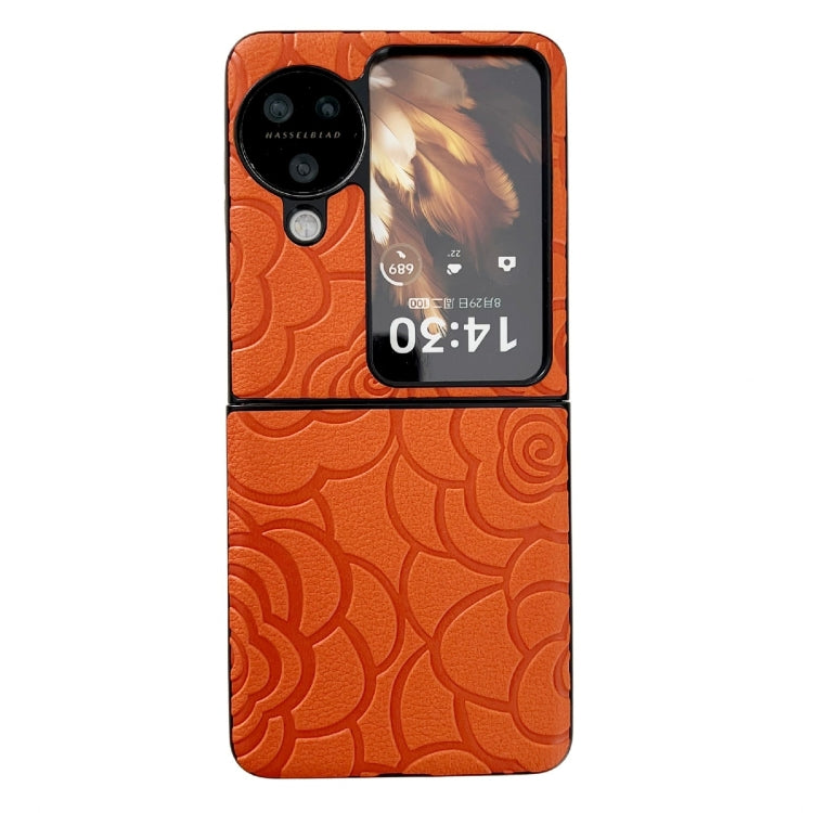 For OPPO Find N3 Flip Impression Flower Pattern Protective Phone Case(Orange) - Find N3 Flip Cases by buy2fix | Online Shopping UK | buy2fix