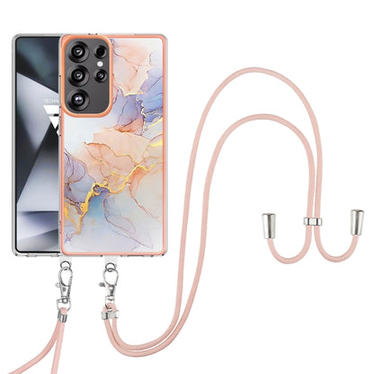 For Samsung Galaxy S25 Ultra 5G Electroplating Pattern IMD TPU Shockproof Case with Neck Lanyard(Milky Way White Marble) - Galaxy S25 Ultra 5G Cases by buy2fix | Online Shopping UK | buy2fix