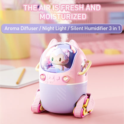 MJ066 220ML Portable Desktop Cute Cartoon Tank Car Air Humidifier with LED Lights, Model:USB(Pink) - Air Purifiers & Accessories by buy2fix | Online Shopping UK | buy2fix