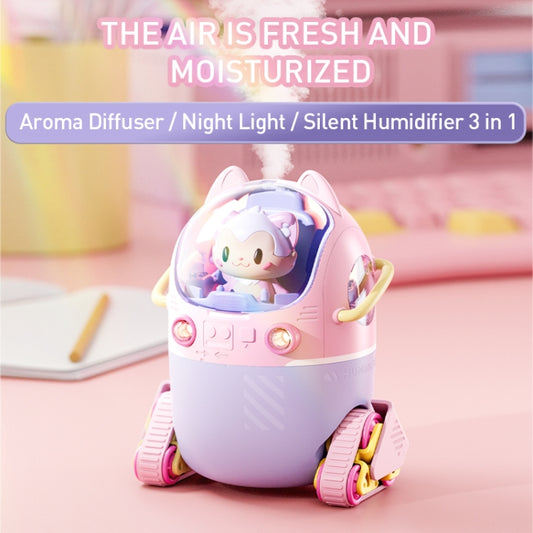 MJ066 220ML Portable Desktop Cute Cartoon Tank Car Air Humidifier with LED Lights, Model:USB(Pink) by buy2fix