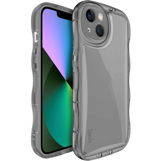 For iPhone 15 IMAK Wave Bubble Soft Shockproof Phone Case(Transparent Black)