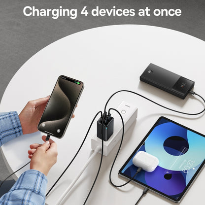 Baseus GaN6 Pro 65W 2 x Type-C + 2 x USB Fast Charger with 100W Charging Cable, US Plug(Black) - USB Charger by Baseus | Online Shopping UK | buy2fix