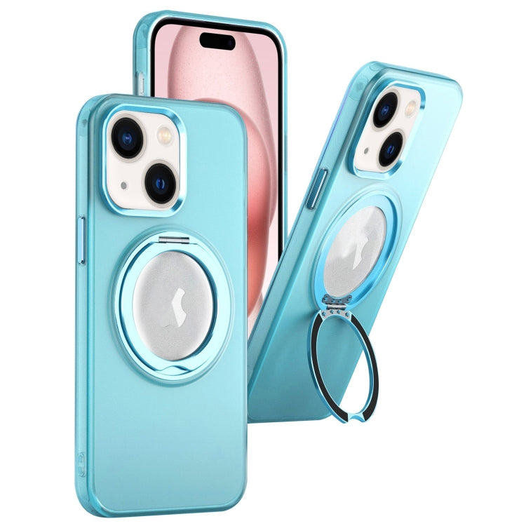 For iPhone 15 MagSafe 360 Rotate Ring Holder PC Phone Case(Sierra Blue) - iPhone 15 Cases by buy2fix | Online Shopping UK | buy2fix