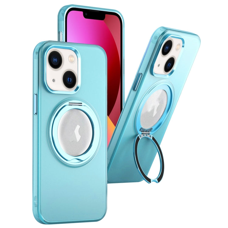 For iPhone 14 MagSafe 360 Rotate Ring Holder PC Phone Case(Sierra Blue) - iPhone 14 Cases by buy2fix | Online Shopping UK | buy2fix