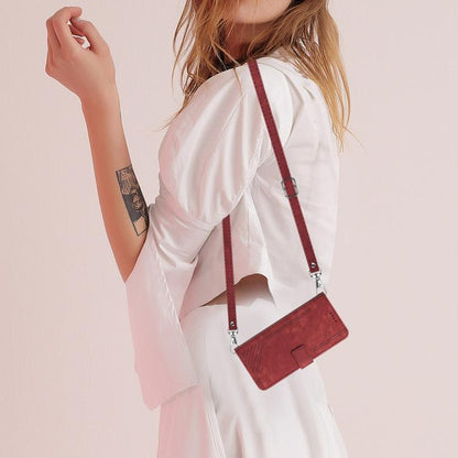 For Google Pixel 10 / 10 Pro Skin Feel Stripe Pattern Leather Phone Case with Lanyard(Red) - Google Cases by buy2fix | Online Shopping UK | buy2fix