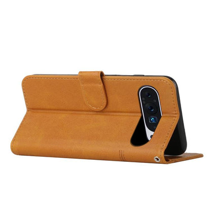 For Google Pixel 10 / 10 Pro Stitching Calf Texture Buckle Leather Phone Case(Yellow) - Google Cases by buy2fix | Online Shopping UK | buy2fix