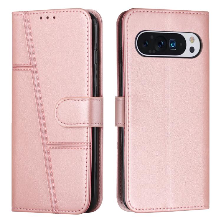 For Google Pixel 10 / 10 Pro Stitching Calf Texture Buckle Leather Phone Case(Pink) - Google Cases by buy2fix | Online Shopping UK | buy2fix