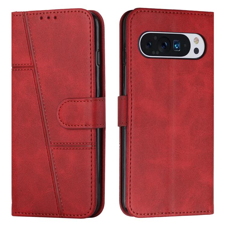 For Google Pixel 10 / 10 Pro Stitching Calf Texture Buckle Leather Phone Case(Red) - Google Cases by buy2fix | Online Shopping UK | buy2fix