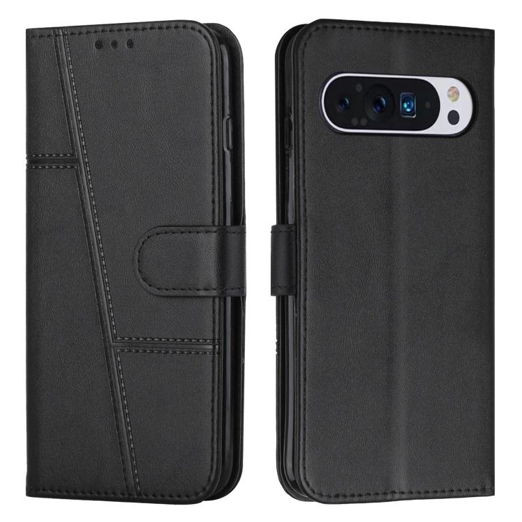 For Google Pixel 10 / 10 Pro Stitching Calf Texture Buckle Leather Phone Case(Black) - Google Cases by buy2fix | Online Shopping UK | buy2fix