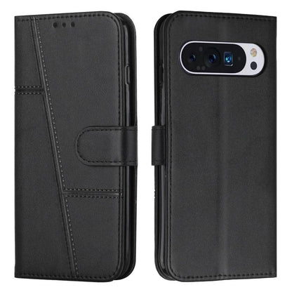 For Google Pixel 10 / 10 Pro Stitching Calf Texture Buckle Leather Phone Case(Black) - Google Cases by buy2fix | Online Shopping UK | buy2fix