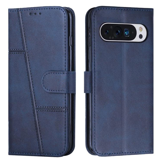 For Google Pixel 10 Pro XL Stitching Calf Texture Buckle Leather Phone Case(Blue) - Google Cases by buy2fix | Online Shopping UK | buy2fix