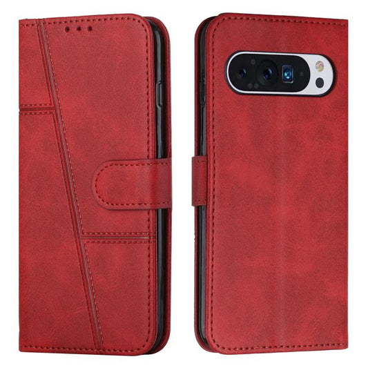 For Google Pixel 10 Pro XL Stitching Calf Texture Buckle Leather Phone Case(Red) - Google Cases by buy2fix | Online Shopping UK | buy2fix