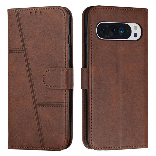 For Google Pixel 10 Pro XL Stitching Calf Texture Buckle Leather Phone Case(Brown) - Google Cases by buy2fix | Online Shopping UK | buy2fix