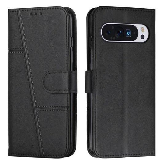 For Google Pixel 10 Pro XL Stitching Calf Texture Buckle Leather Phone Case(Black) - Google Cases by buy2fix | Online Shopping UK | buy2fix
