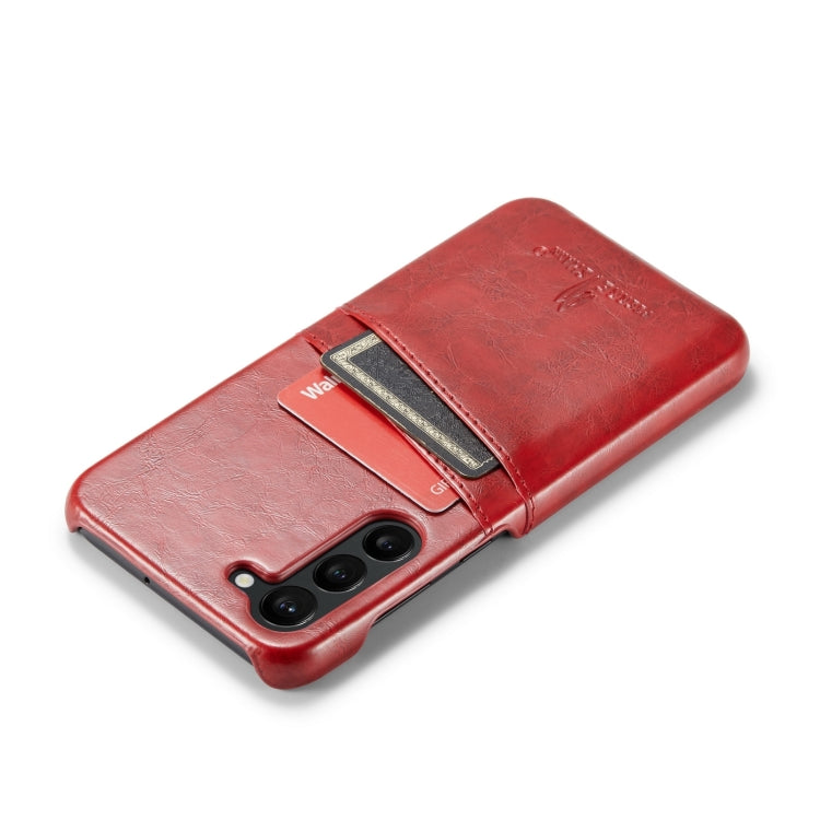 For Samsung Galaxy S24+ 5G Fierre Shann Oil Wax Texture Leather Phone Case with Card Slots(Red) - Galaxy S24+ 5G Cases by FIERRE SHANN | Online Shopping UK | buy2fix