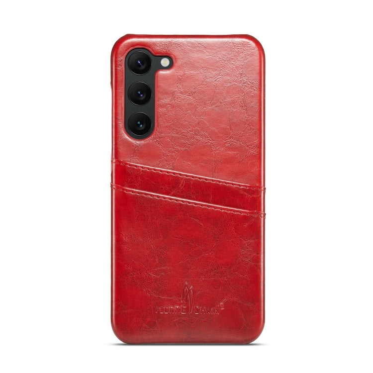 For Samsung Galaxy S24 5G Fierre Shann Oil Wax Texture Leather Phone Case with Card Slots(Red) - Galaxy S24 5G Cases by FIERRE SHANN | Online Shopping UK | buy2fix