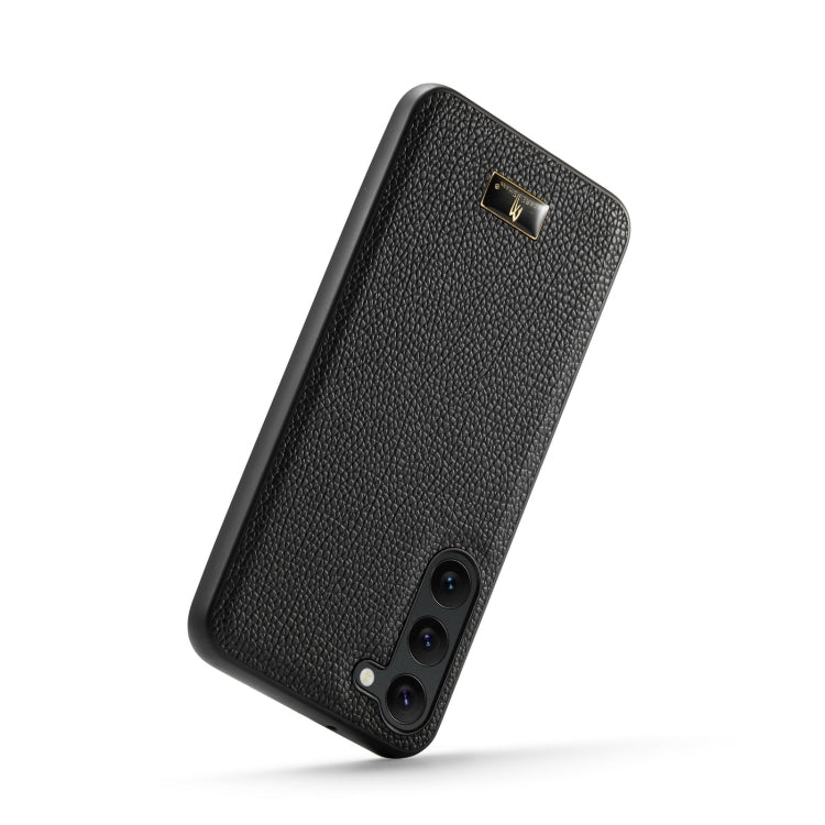 For Samsung Galaxy S24+ 5G Fierre Shann Leather Texture Phone Back Cover Case(Lychee Black) - Galaxy S24+ 5G Cases by FIERRE SHANN | Online Shopping UK | buy2fix