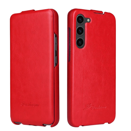 For Samsung Galaxy S24 5G Fierre Shann 64 Texture Vertical Flip PU Leather Phone Case(Red) - Galaxy S24 5G Cases by FIERRE SHANN | Online Shopping UK | buy2fix