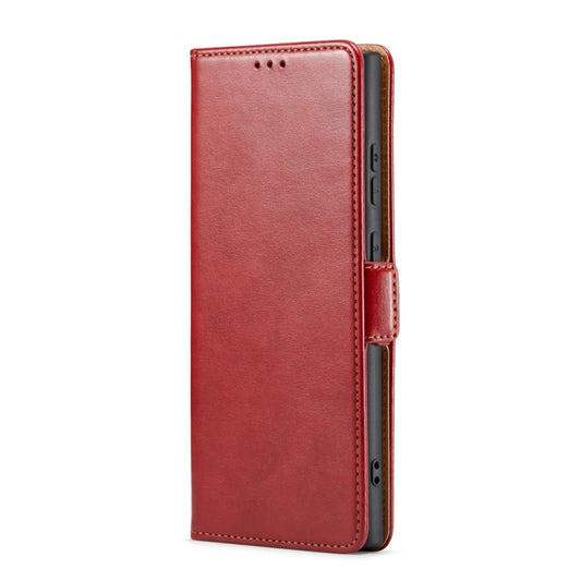 For Samsung Galaxy S24 Ultra 5G Fierre Shann PU Genuine Leather Texture Phone Case(Red) by FIERRE SHANN