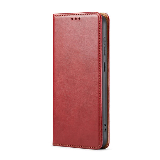For Samsung Galaxy S24+ 5G Fierre Shann PU Genuine Leather Texture Phone Case(Red) by FIERRE SHANN