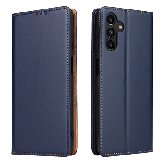 For Samsung Galaxy A15 5G Fierre Shann PU Genuine Leather Texture Phone Case(Blue)