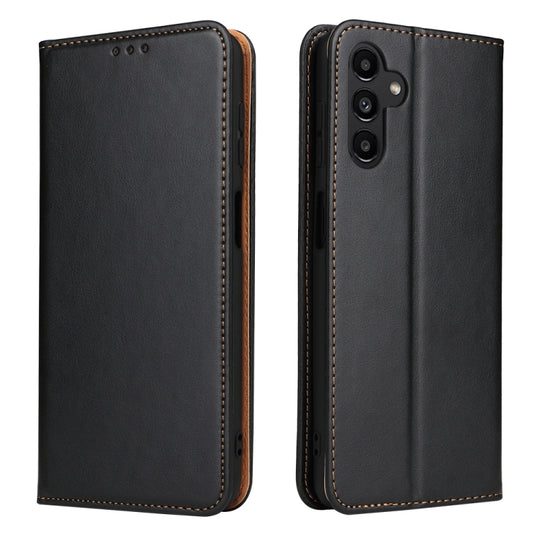 For Samsung Galaxy A35 5G Fierre Shann PU Genuine Leather Texture Phone Case(Black)