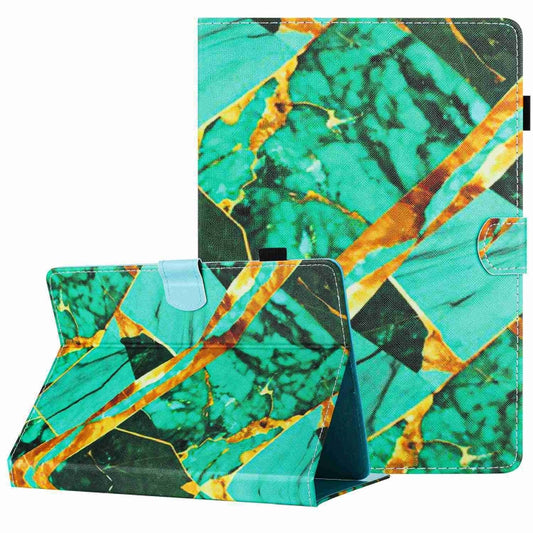 For 7 inch Universal Marble Pattern Stitching Leather Tablet Case(Gold Green) - 7 inch by buy2fix | Online Shopping UK | buy2fix