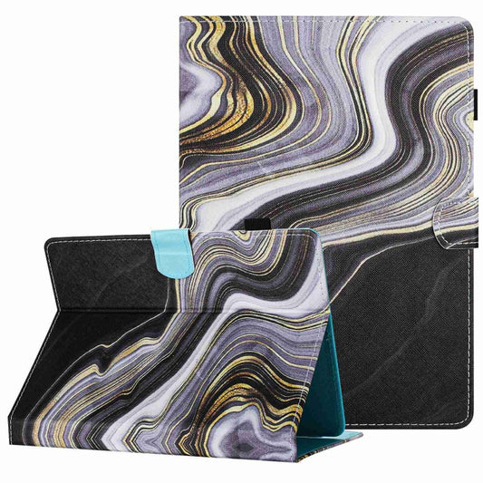 For 7 inch Universal Marble Pattern Stitching Leather Tablet Case(Black Gold) - 7 inch by buy2fix | Online Shopping UK | buy2fix