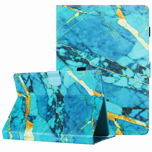 For 10 inch Universal Marble Pattern Stitching Leather Tablet Case(Gold Blue) - 10 - 11 inch by buy2fix | Online Shopping UK | buy2fix