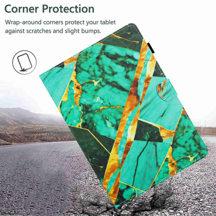 For 10 inch Universal Marble Pattern Stitching Leather Tablet Case(Gold Green) - 10 - 11 inch by buy2fix | Online Shopping UK | buy2fix